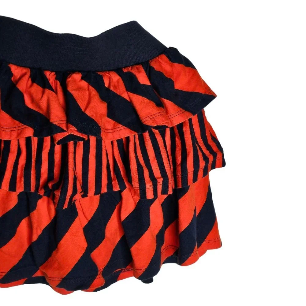 Gymboree Size 8 Prep Perfect Orange‎ Blue Striped Ruffle Skirt